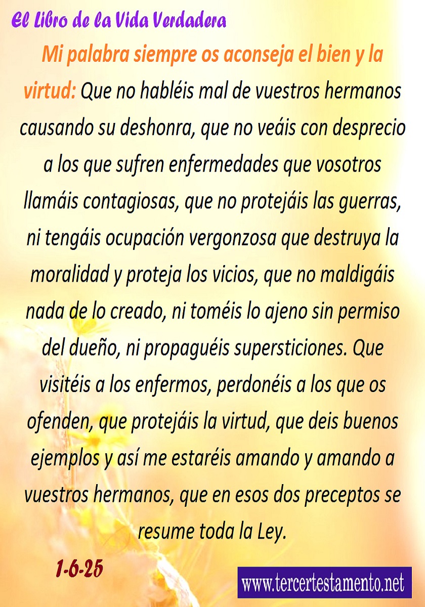 Libro de la Vida Verdadera - normas y preceptos